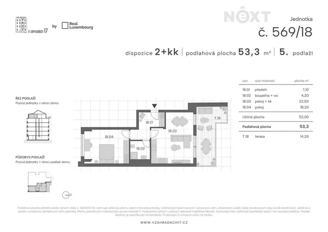 Prodej bytu 2+kk, Praha - Libeň, V zahradách, 53 m2