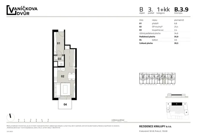 Prodej bytu 1+kk, Kralupy nad Vltavou, Vaníčkova, 36 m2