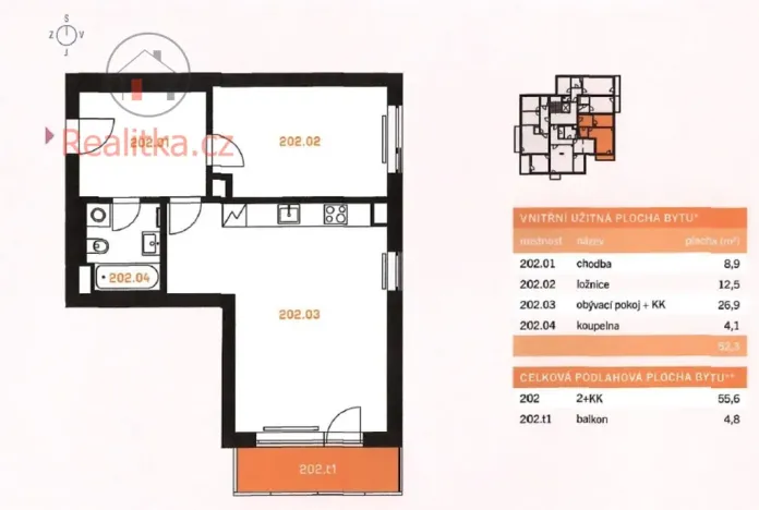Prodej bytu 2+kk, Kladno, Lesík, 56 m2