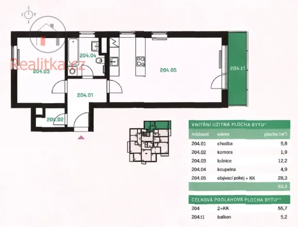 Prodej bytu 2+kk, Kladno, Lesík, 56 m2