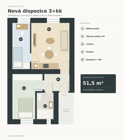 Prodej bytu 3+kk, Liberec, Na Bojišti, 52 m2