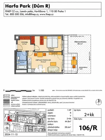 Prodej bytu 2+kk, Praha - Vysočany, Pod Harfou, 45 m2