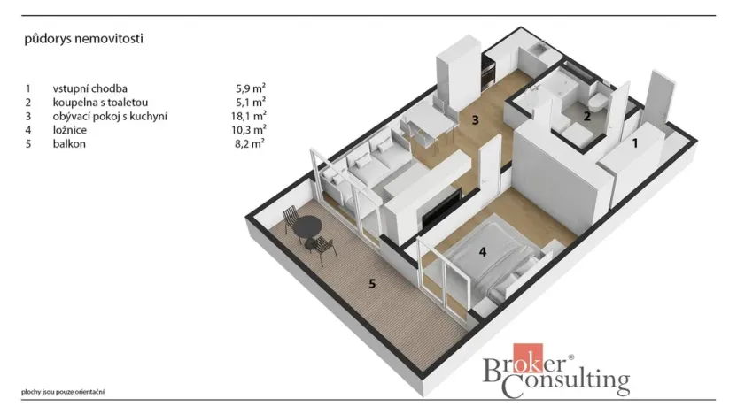 Pronájem bytu 2+kk, Hradec Králové, Na Střezině, 48 m2