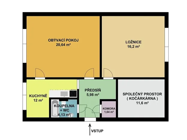 Prodej bytu 2+1, Mokrá-Horákov, 61 m2