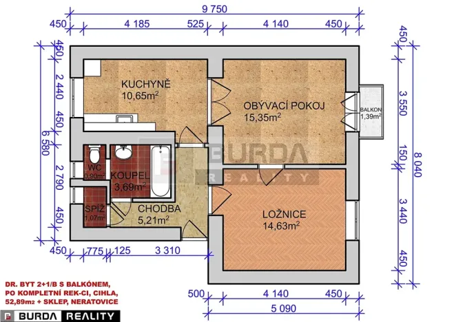 Pronájem bytu 2+1, Neratovice, 54 m2