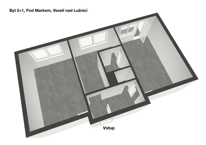 Prodej bytu 2+1, Veselí nad Lužnicí, Pod Markem, 56 m2