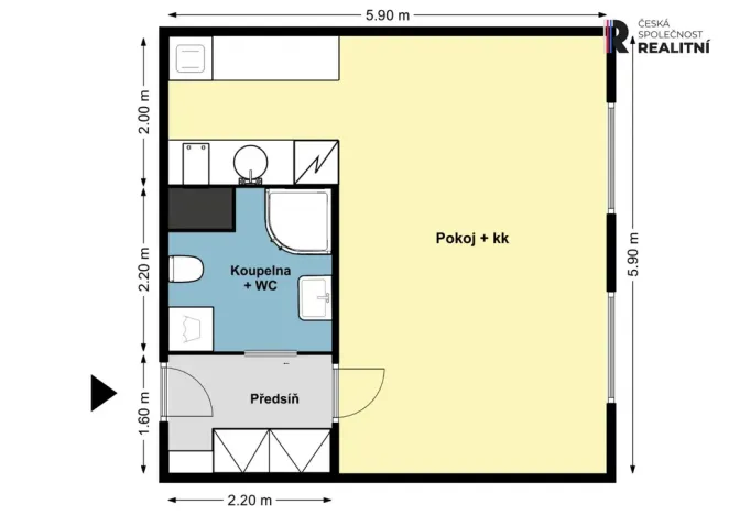 Pronájem bytu 1+kk, Praha - Řepy, Vondroušova, 36 m2