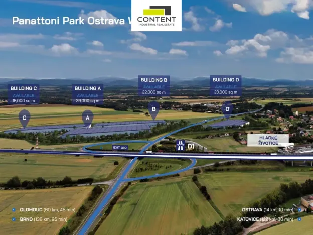 Pronájem výrobních prostor, Hladké Životice, Kujavská, 29000 m2