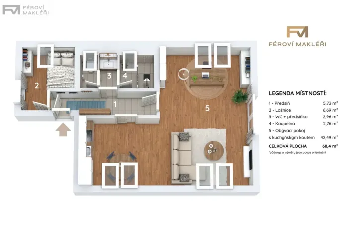 Pronájem bytu 2+kk, Frýdek-Místek, 60 m2