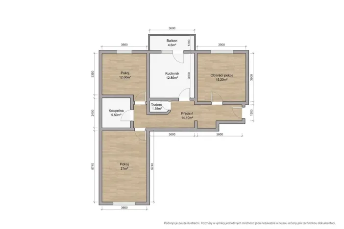 Prodej bytu 3+1, Tlučná, Na Čampuli, 87 m2