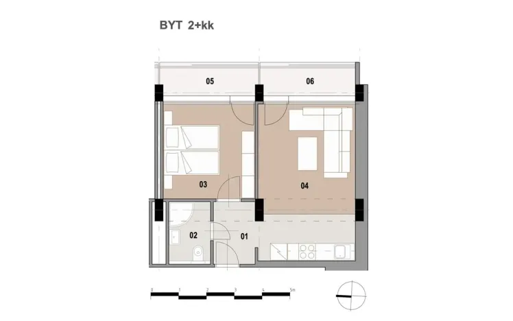 Pronájem bytu 2+kk, Ostrava - Zábřeh, U Studia, 36 m2