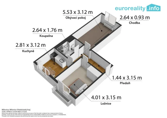 Prodej bytu 2+1, Milovice, Braniborská, 48 m2