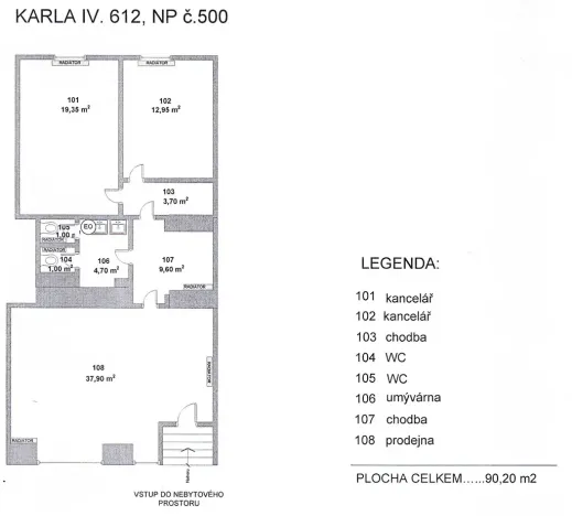 Pronájem obchodního prostoru, Hradec Králové, třída Karla IV., 90 m2