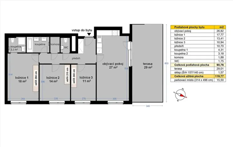 Pronájem bytu 4+kk, Praha - Kbely, Sedlářova, 91 m2