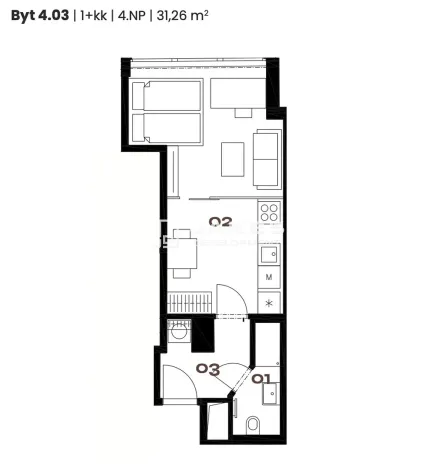 Prodej bytu 1+kk, Praha - Holešovice, Vinařská, 31 m2