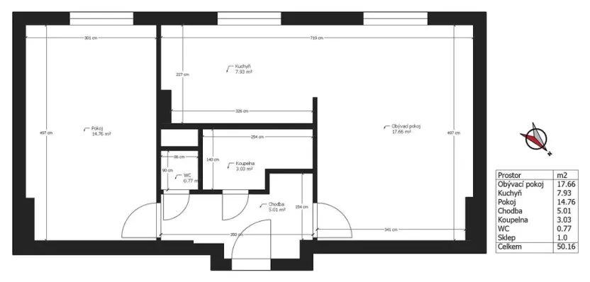Prodej bytu 2+kk, Chrudim - Chrudim III, Čs. armády, 49 m2