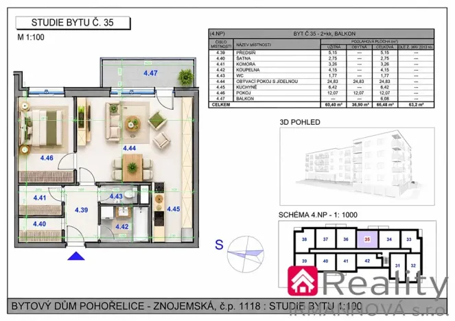 Prodej bytu 2+kk, Pohořelice, Znojemská, 66 m2