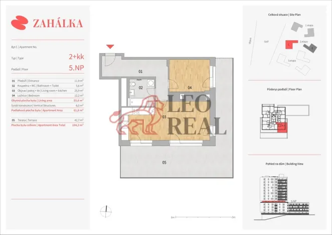 Pronájem bytu 2+kk, Praha - Modřany, Mezi vodami, 104 m2