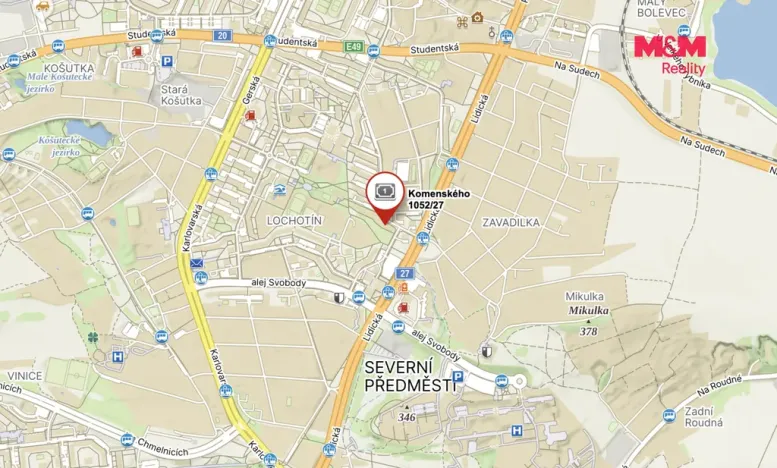 Pronájem bytu 2+1, Plzeň - Bolevec, Komenského, 68 m2
