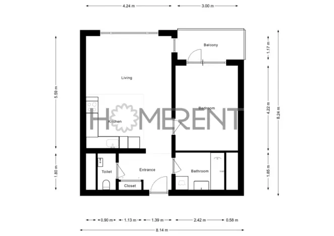 Pronájem bytu 2+kk, Praha - Libeň, Zenklova, 54 m2