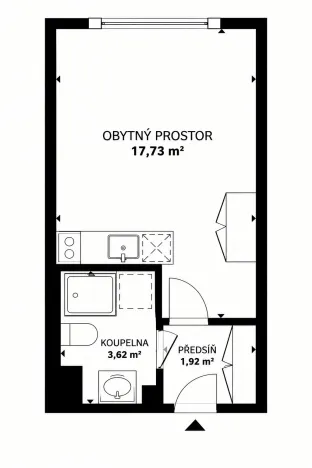 Prodej bytu 1+kk, Zlín, třída Tomáše Bati, 25 m2