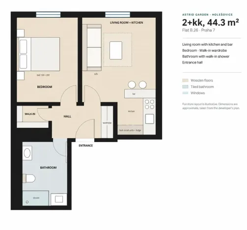 Pronájem bytu 2+kk, Praha - Holešovice, U průhonu, 44 m2