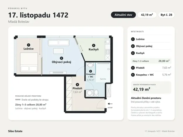 Prodej bytu 1+kk, Mladá Boleslav, 17. listopadu, 44 m2