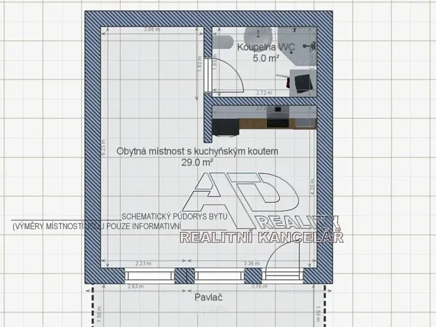 Prodej bytu 1+kk, České Budějovice, E. Beneše, 34 m2
