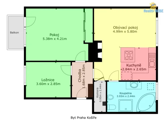 Pronájem bytu 3+kk, Praha - Košíře, Naskové, 80 m2