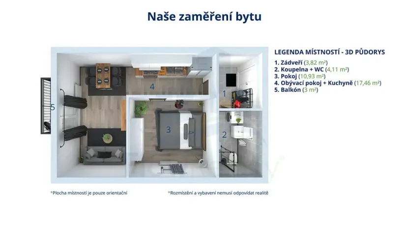 Pronájem bytu 2+kk, Polná, Pojmannova, 40 m2