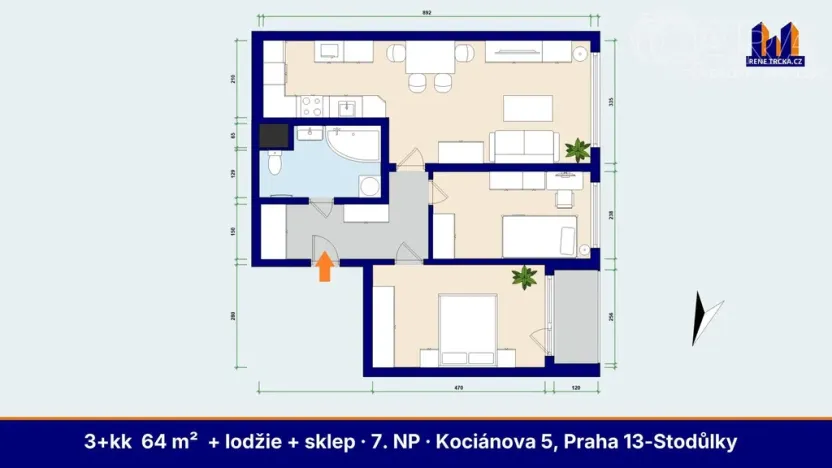 Prodej bytu 3+kk, Praha - Stodůlky, Kocianova, 64 m2