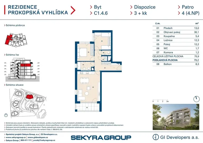 Prodej bytu 3+kk, Praha - Jinonice, Radlická, 76 m2