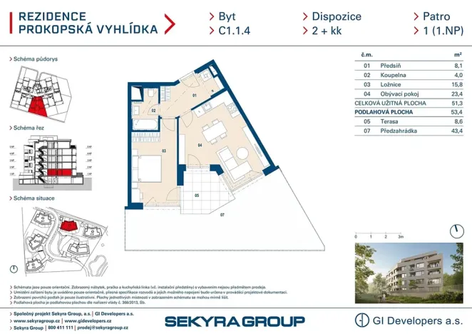 Prodej bytu 2+kk, Praha - Jinonice, Radlická, 51 m2