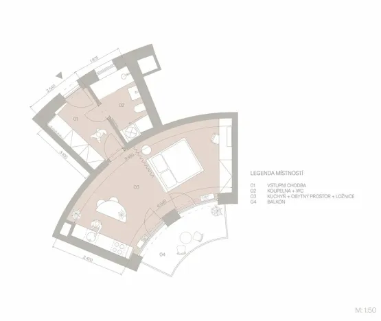 Prodej bytu 1+kk, Brno, Řepova, 42 m2