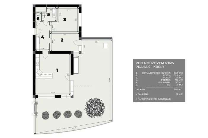 Prodej bytu 3+kk, Praha - Kbely, Pod Nouzovem, 70 m2