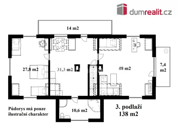 Pronájem bytu 3+kk, Zlatá Koruna - Plešovice, 138 m2
