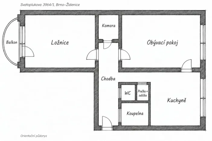 Prodej bytu 2+1, Brno - Židenice, Svatoplukova, 57 m2