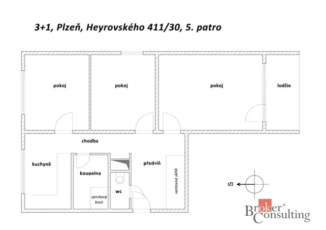 Prodej bytu 3+1, Plzeň - Doudlevce, Heyrovského, 67 m2