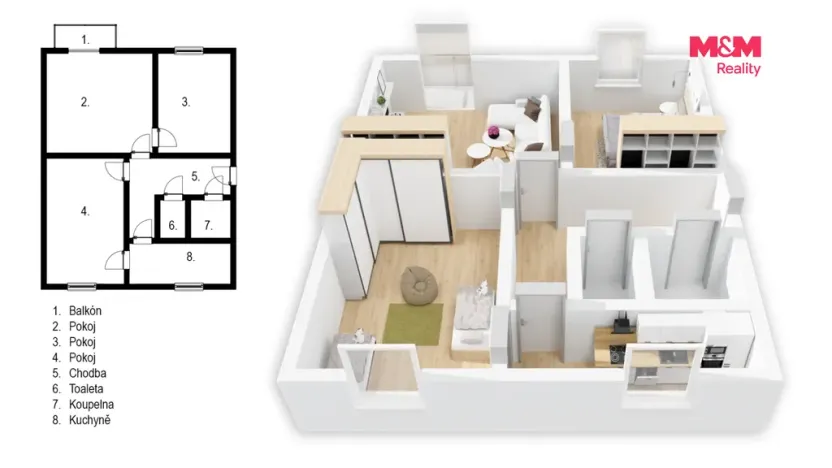 Prodej bytu 3+1, Vysoké Mýto - Litomyšlské Předměstí, Odbojářská, 77 m2