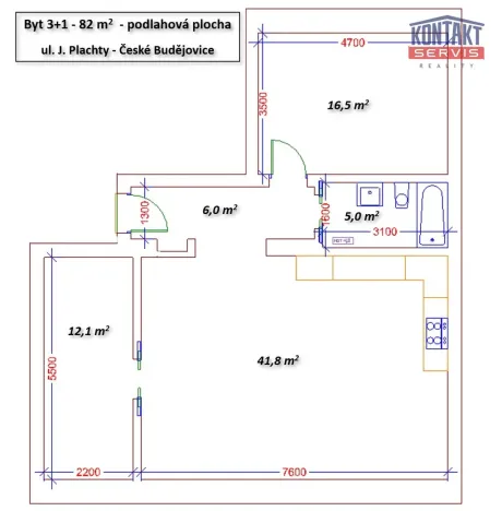 Pronájem bytu 3+1, České Budějovice, J. Plachty, 82 m2
