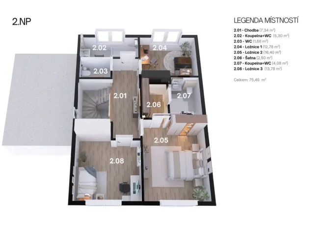 Prodej rodinného domu, Kamenice - Ládví, Lomená, 156 m2