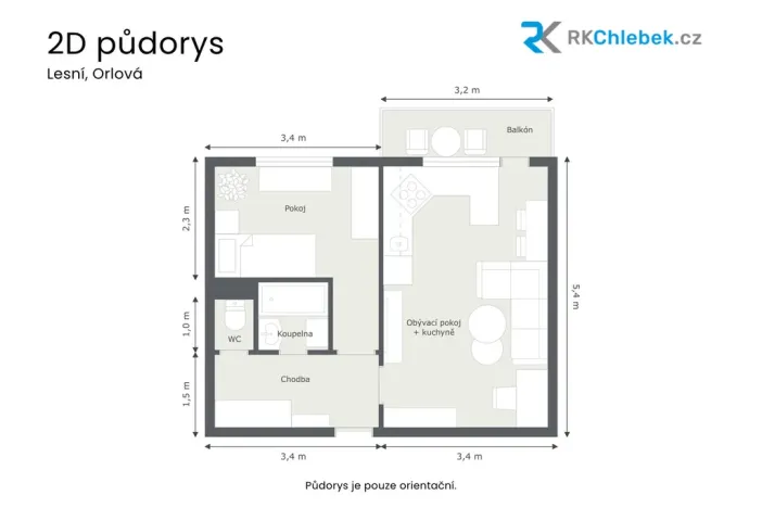 Prodej bytu 1+1, Orlová, Lesní, 37 m2