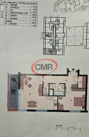 Pronájem bytu 2+kk, Praha, Jurkovičova, 58 m2