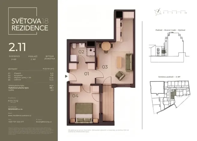 Prodej bytu 2+kk, Praha - Libeň, Světova, 46 m2