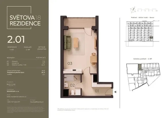 Prodej bytu 2+kk, Praha - Libeň, Světova, 35 m2