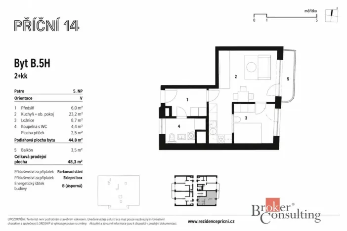 Pronájem bytu 2+kk, Brno - Zábrdovice, Příční, 44 m2